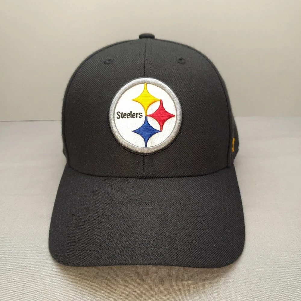 '47 Pittsburgh Steelers NFL Black Strapback Hat Curved Brim Logo Cap OSFM